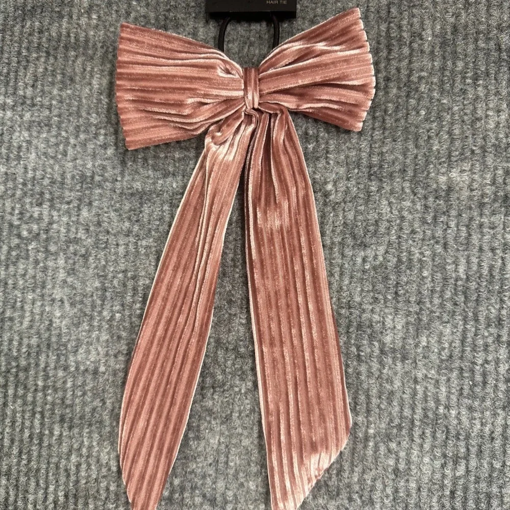 INC Pleated Velvet Bow Hair Tie Womens OS Pink New Large Romantic Accessory